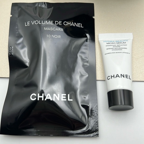 Chanel Beauty Makeup Mirror Pouch Black Zip Around, Velvet, Micro Serum &Mascara - Picture 13 of 17